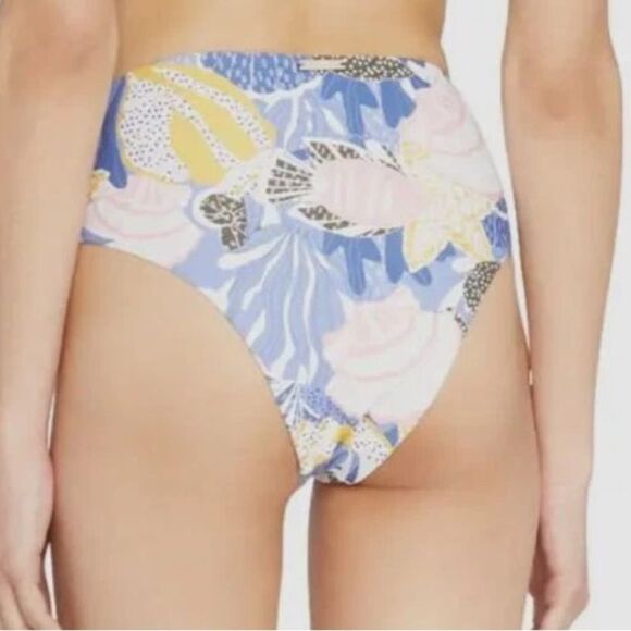 Milly Women's Blue Under The Sea Front Tie Bikini Bottom Swimwear S NWT $150 - Picture 3 of 8